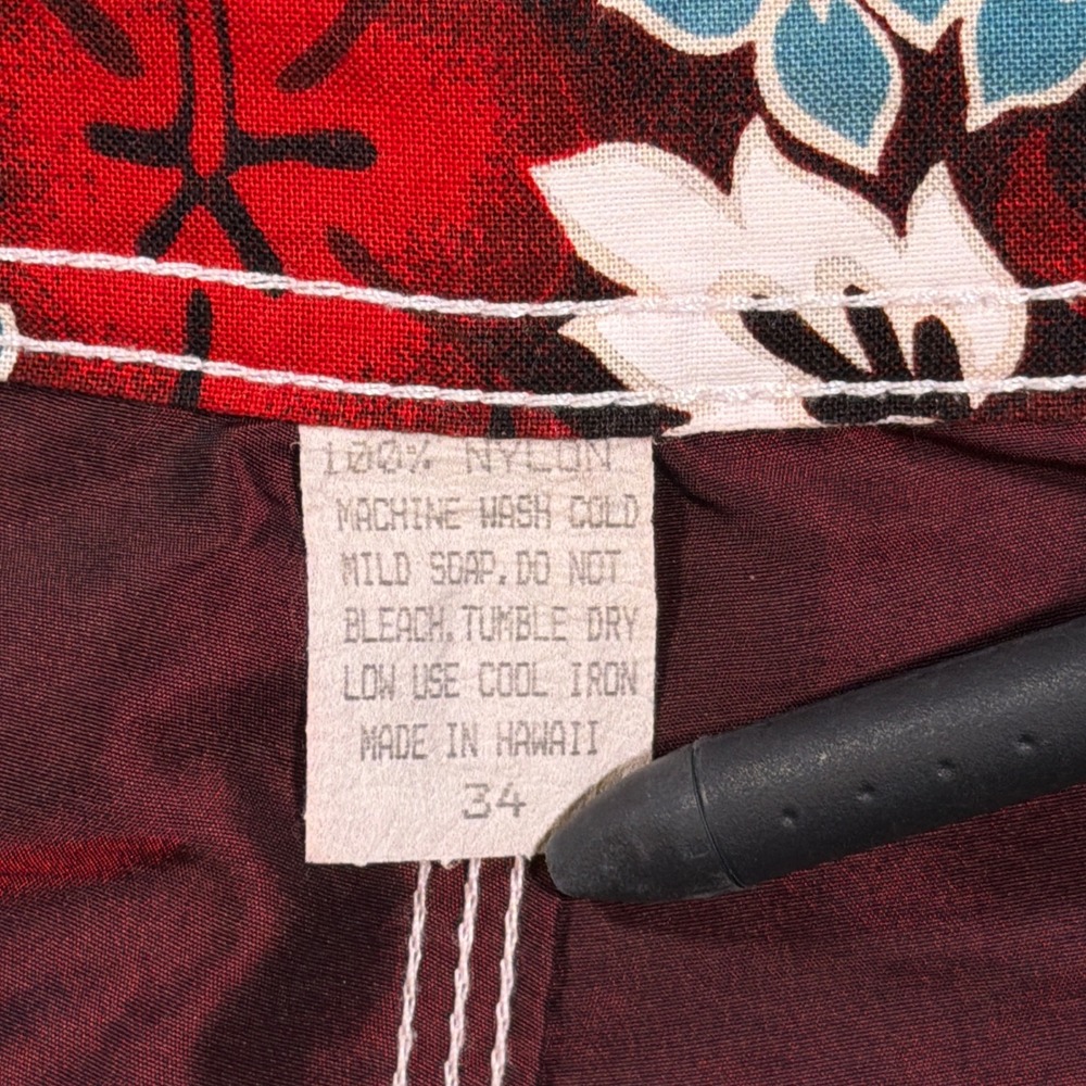 Bacardi Board Shorts Mens 34 Burgundy Floral Puerto Rico Hawaii Swim Trunks - Picture 3 of 8